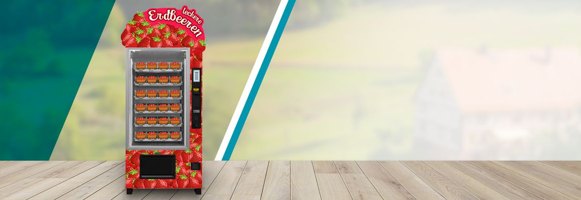 Erdbeerenautomat mit Werbefläche