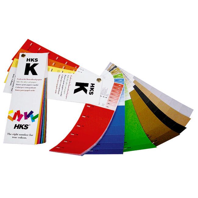 Volltonfächer und Farbskala der 86 HKS Farben