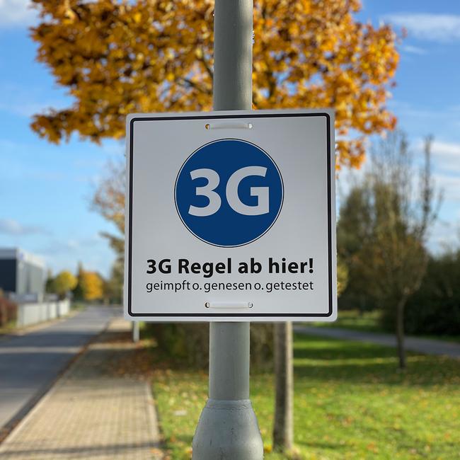 Hinweisschild 3G / 2G / 2G+ Regel