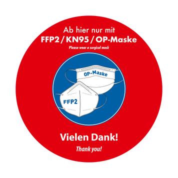 Fensterfolie „FFP2 / KN95 / OP-Maske tragen“